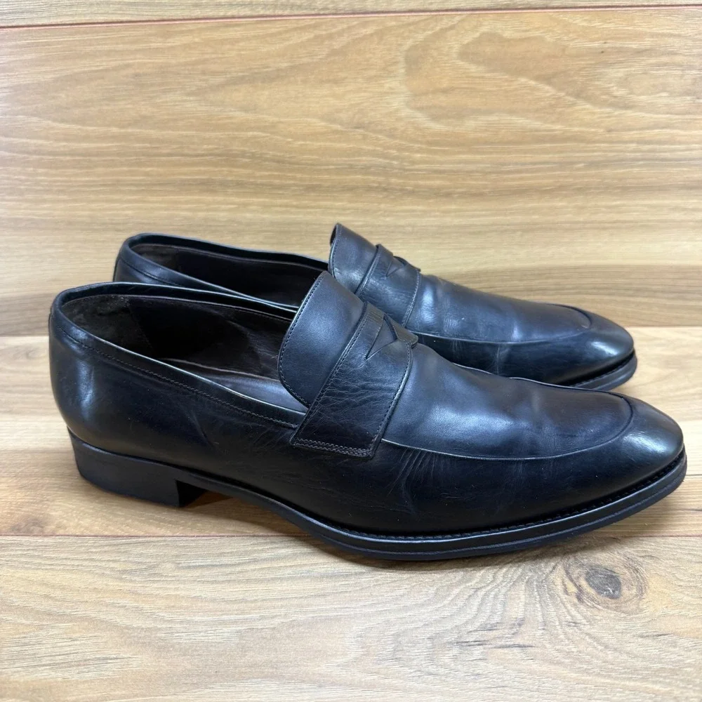 To Boot Adam Derrick New‎ York Mens 8.5 Penny Loafers Black Leather Italy